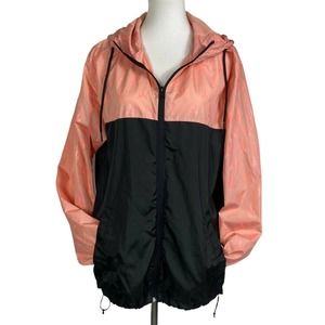 Jeffree Star Peach Pink Black Logo Windbreaker Full Zip Pockets Limited Oversize